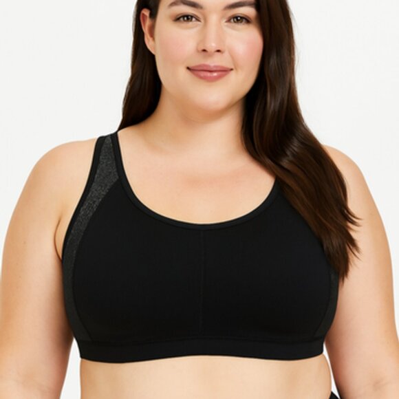Comfort Choice Sports Bra 44C Black/Gold Medium Impact Full Coverage Activewear - Picture 1 of 7